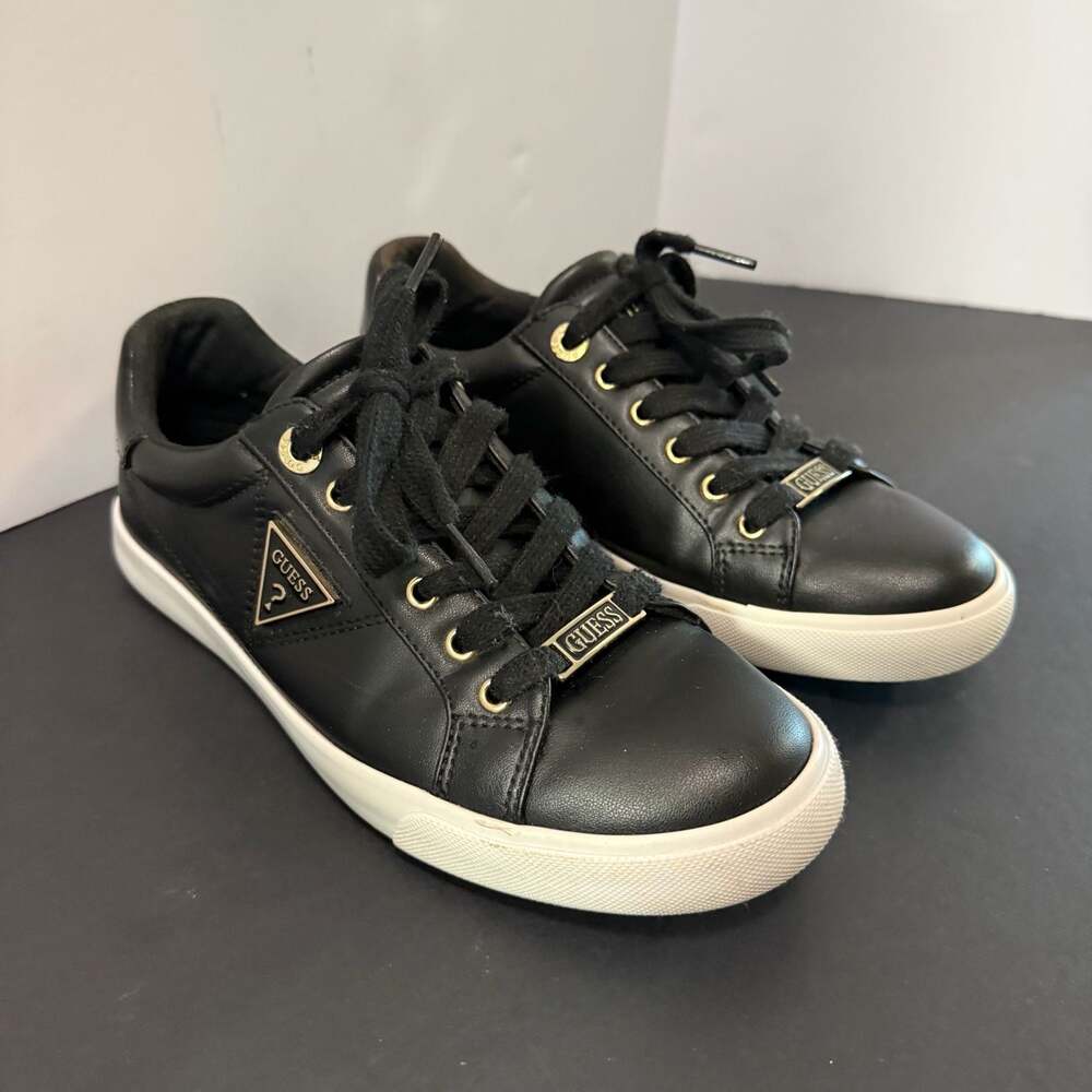 GUESS River Women's Black Low-Top Sneakers with Gold Hardware Size 7.5 - Picture 13 of 15
